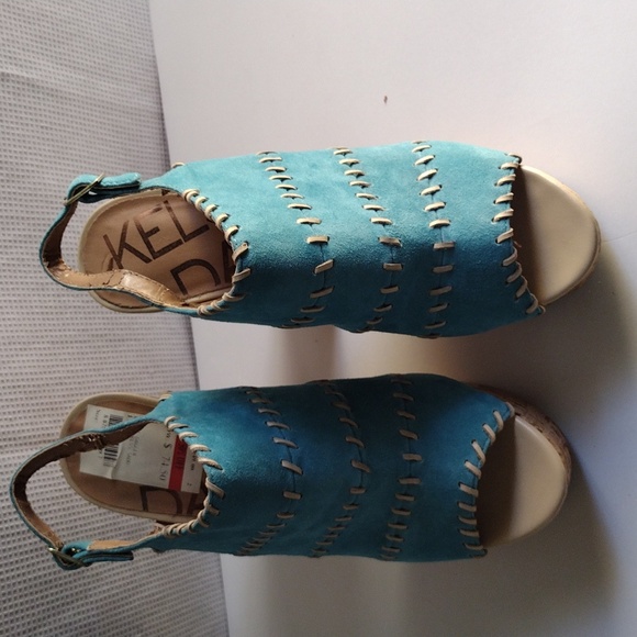 Kelsi Dagger turquoise suede platform high heels sandals 7.5 - Picture 4 of 15